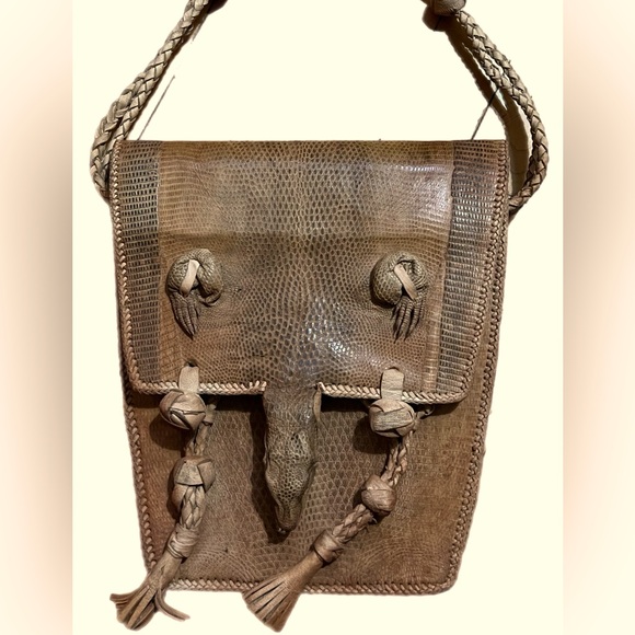 Handmade Gator or Lizard Vintage Genuine Leather Bag - Picture 2 of 8